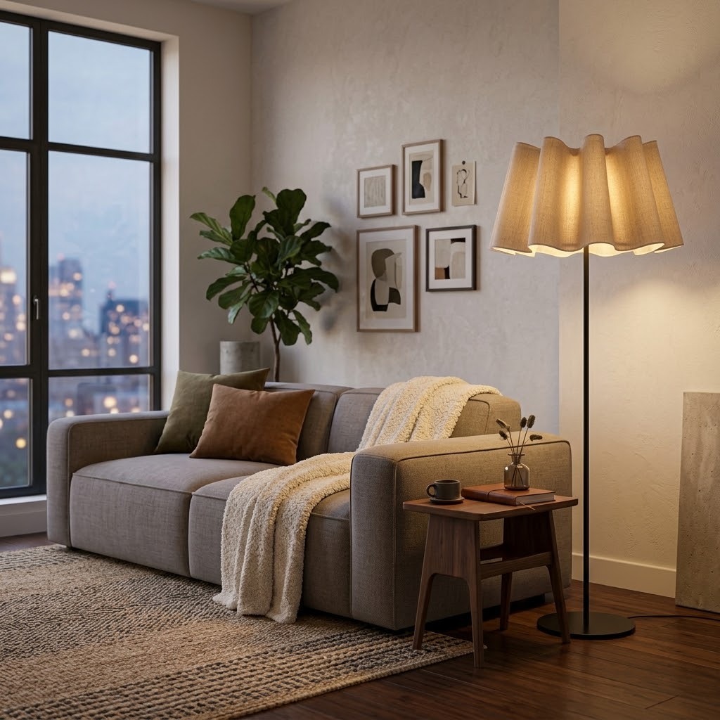 Modern Pleated Fabric Floor Lamp