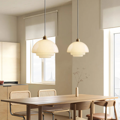 Mid Century Art Milk White Glass Pendant Light