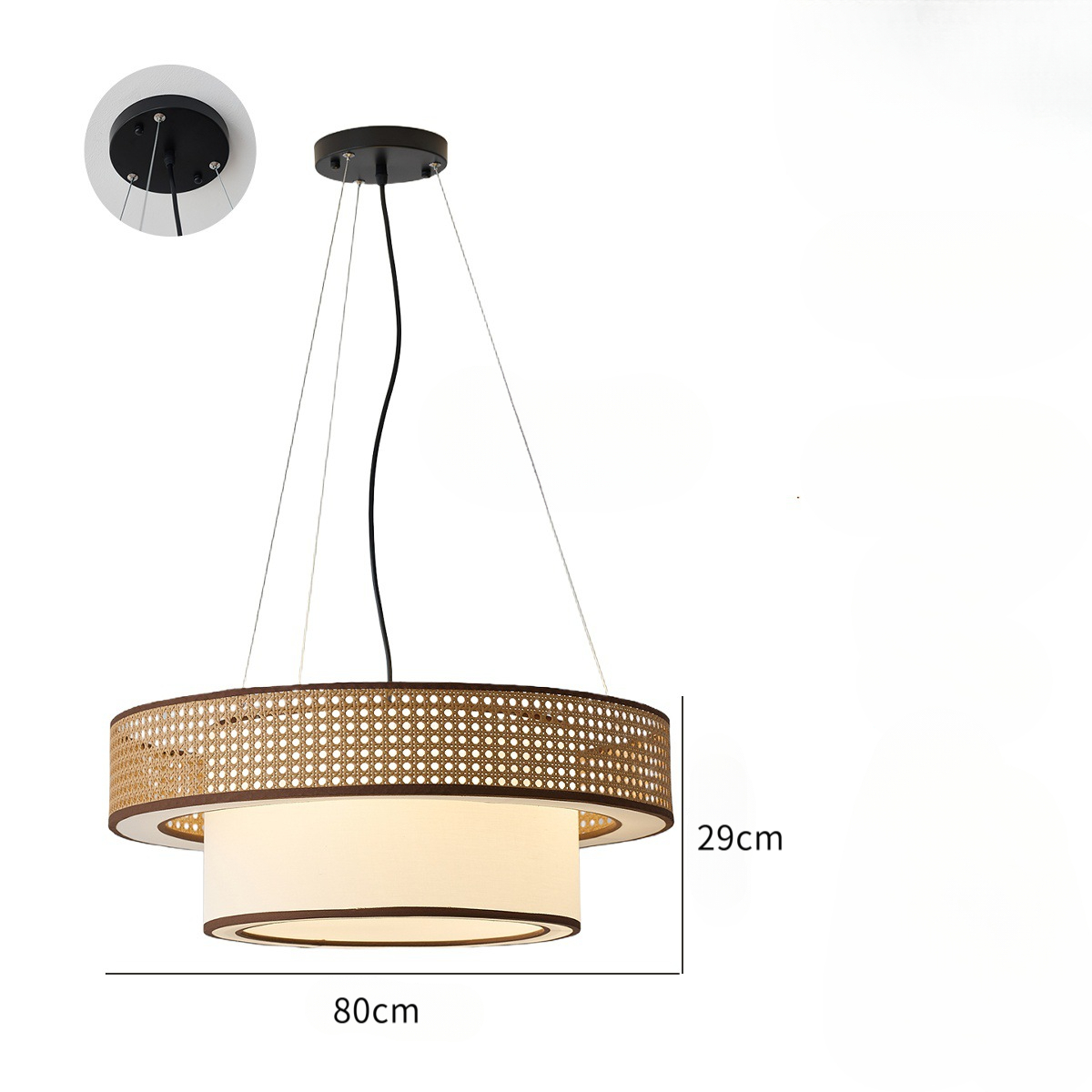 Japanese Style Rattan Pendant Light for Farmhouse Homestay Hotel