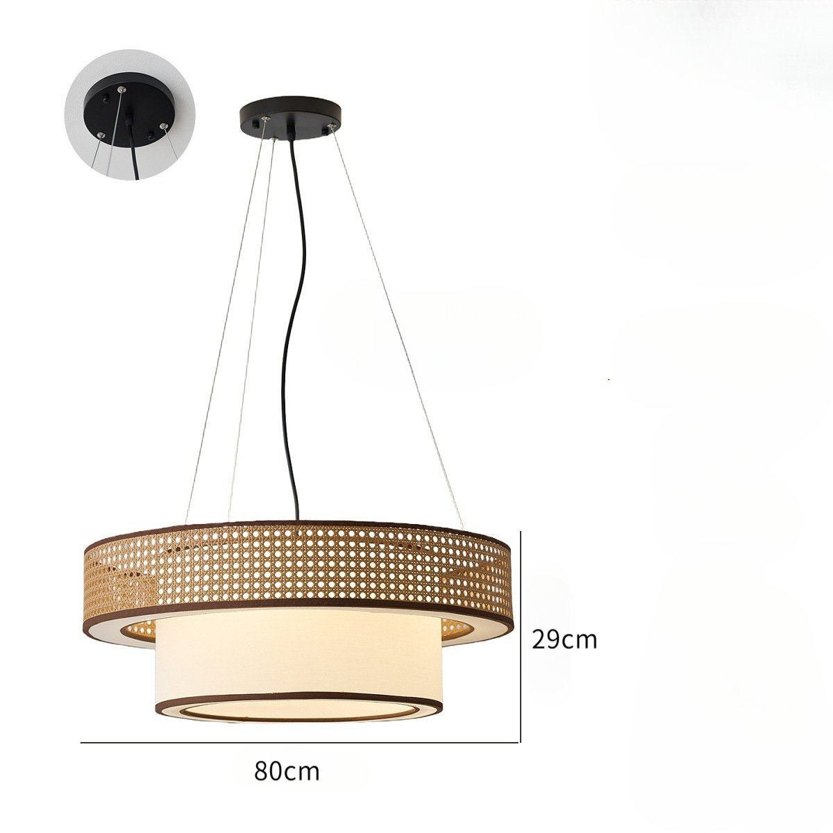 Japanese Style Rattan Pendant Light for Farmhouse Homestay Hotel