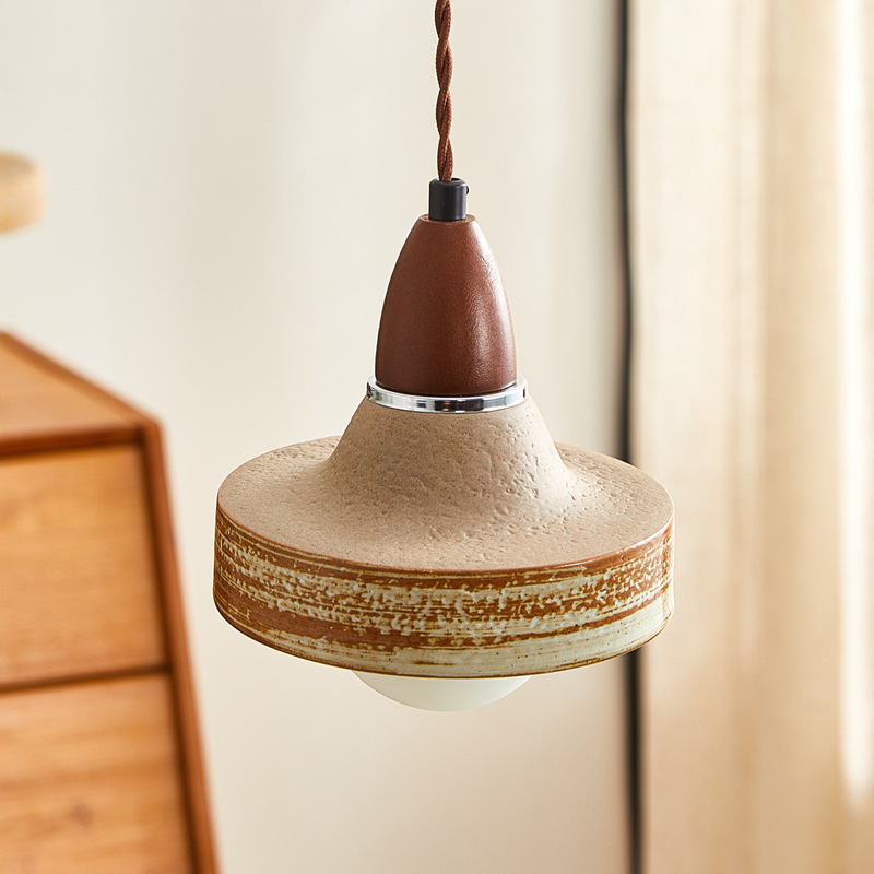 Wabi-sabi Style Ceramic Bedroom Bedside Pendant Light