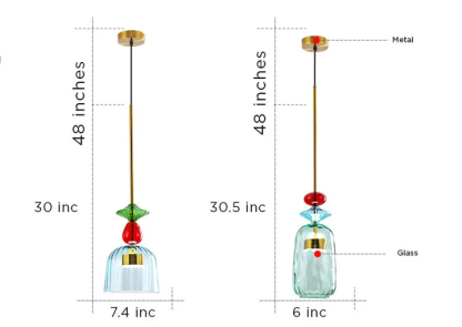 VINTAGE COLORED GLASS PENDANT LIGHT 