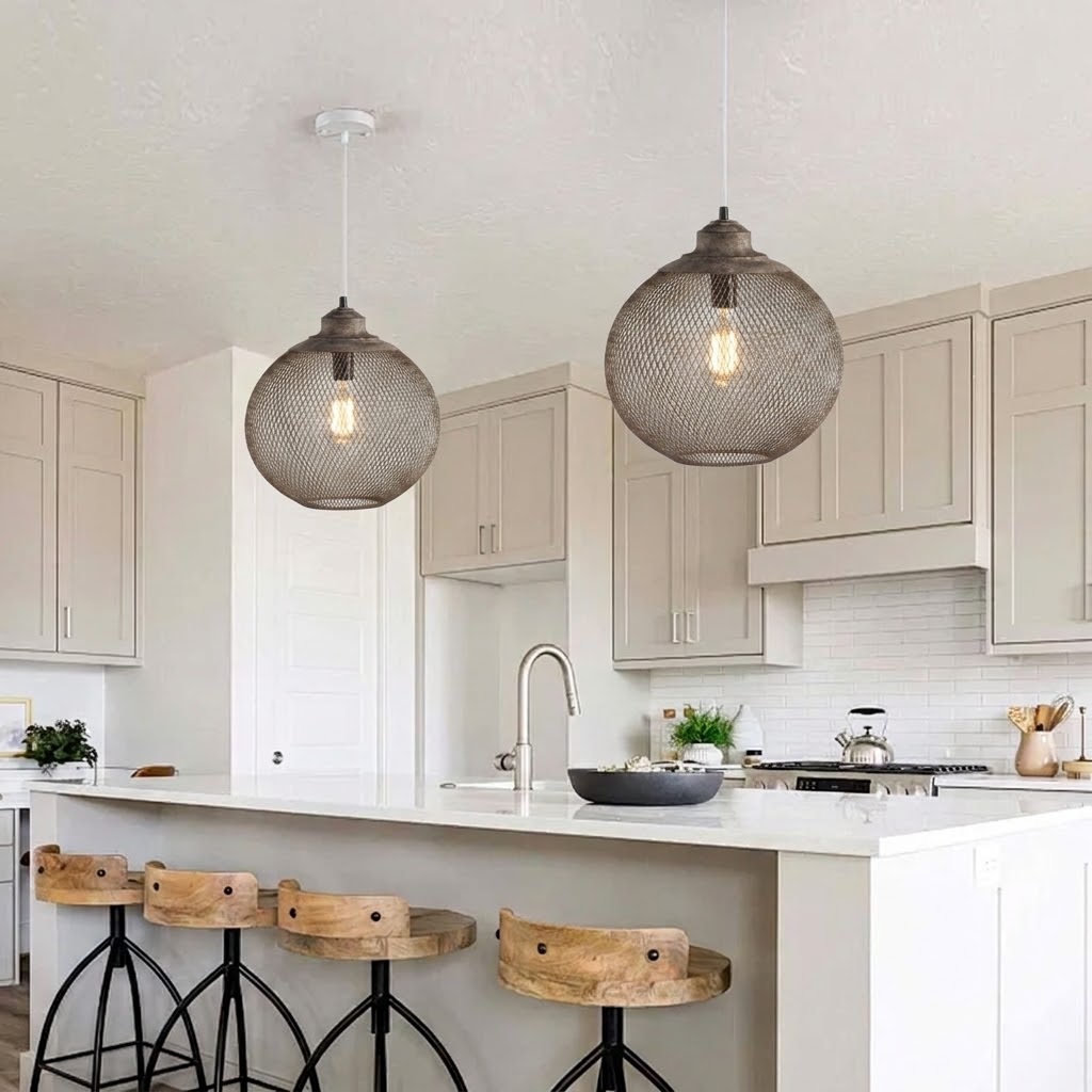 Rustic Woven Metal Pendant Light for Dining Room