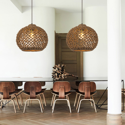 Boho style hollow braided pendant light-labpiecesign