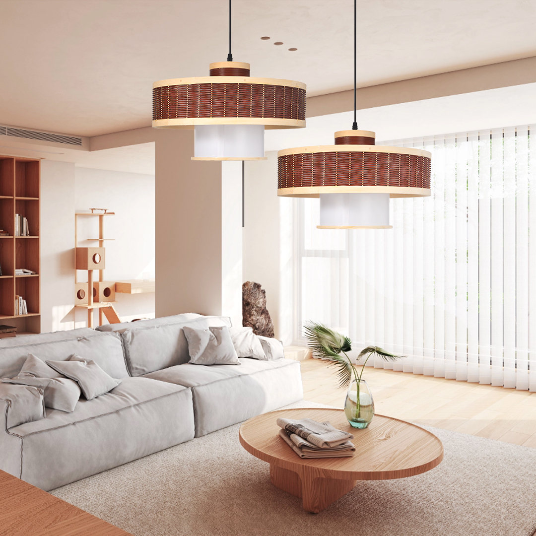 Red woven double layer pendant light-labpiecesign