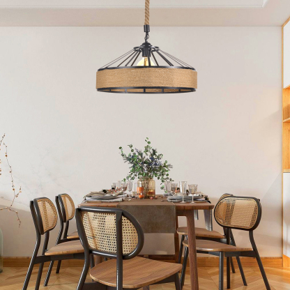 Retro Industrial Style Retro Iron Hemp Rope Pendant Light-labpiecesign