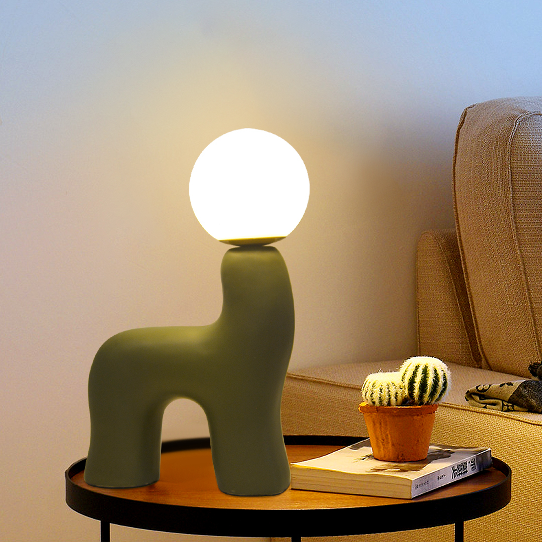 Pony-shaped resin table lamp with three-color dimming-labpiecesign