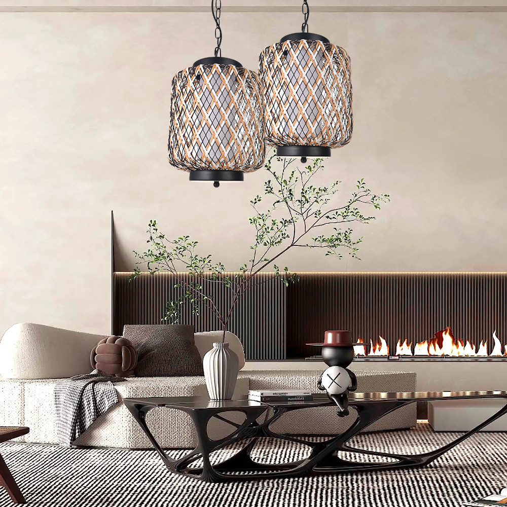 Black and white lantern modern pendant light-labpiecesign