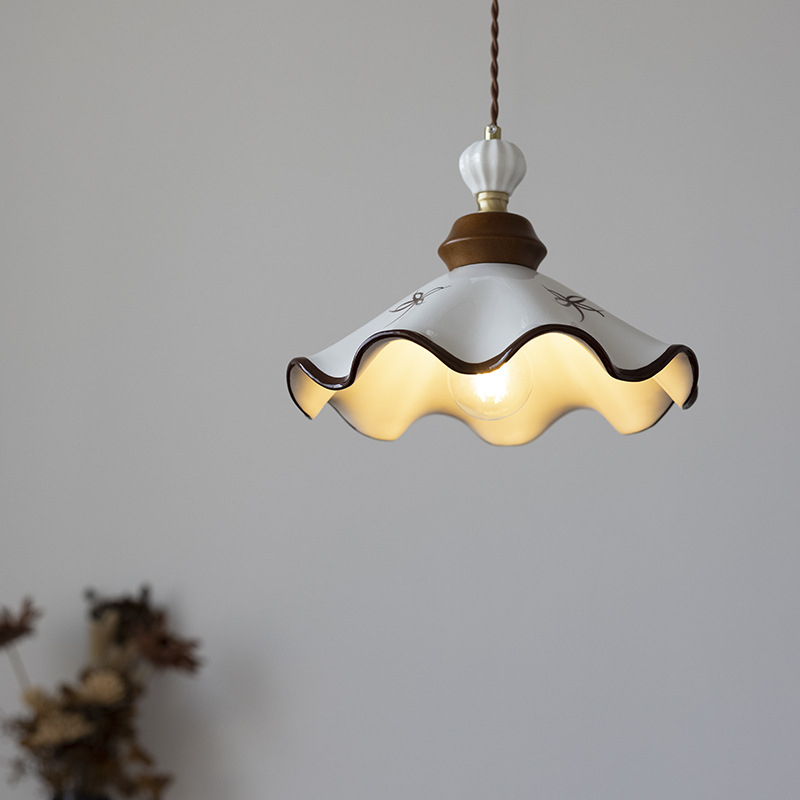 Vintage Hand-painted Ceramic Pendant Lamp
