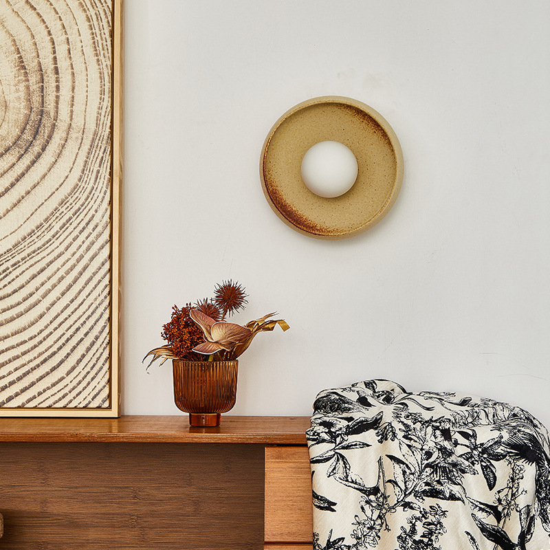 Vintage Ceramic Wall Lamp for Bedroom Headboard and Hallway Lighting