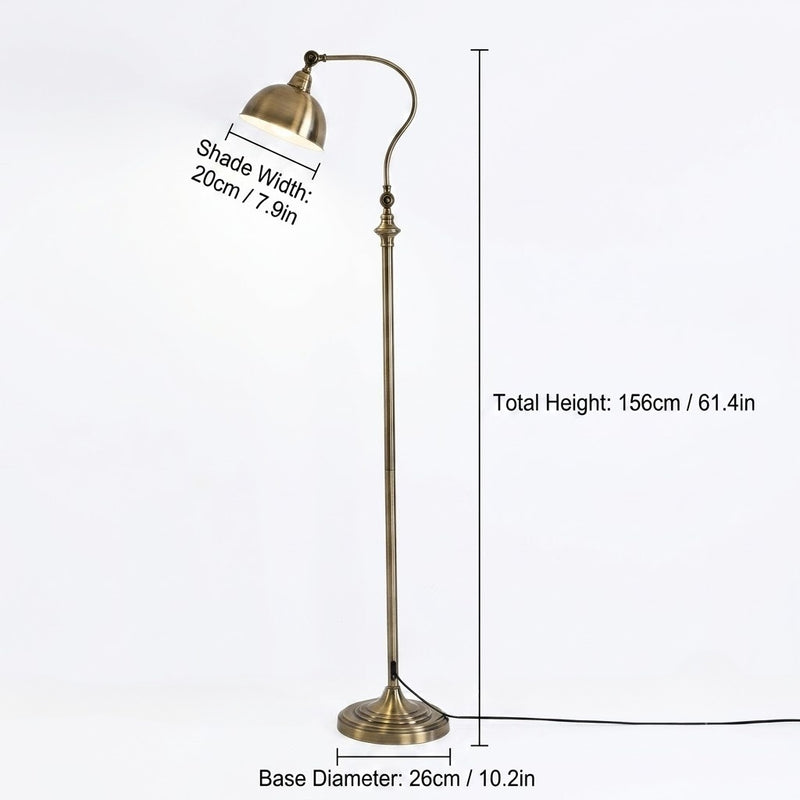 Vintage Adjustable Arc Floor Lamp with Dome Shade for Living Room