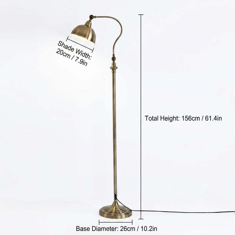 Vintage Adjustable Arc Floor Lamp with Dome Shade for Living Room