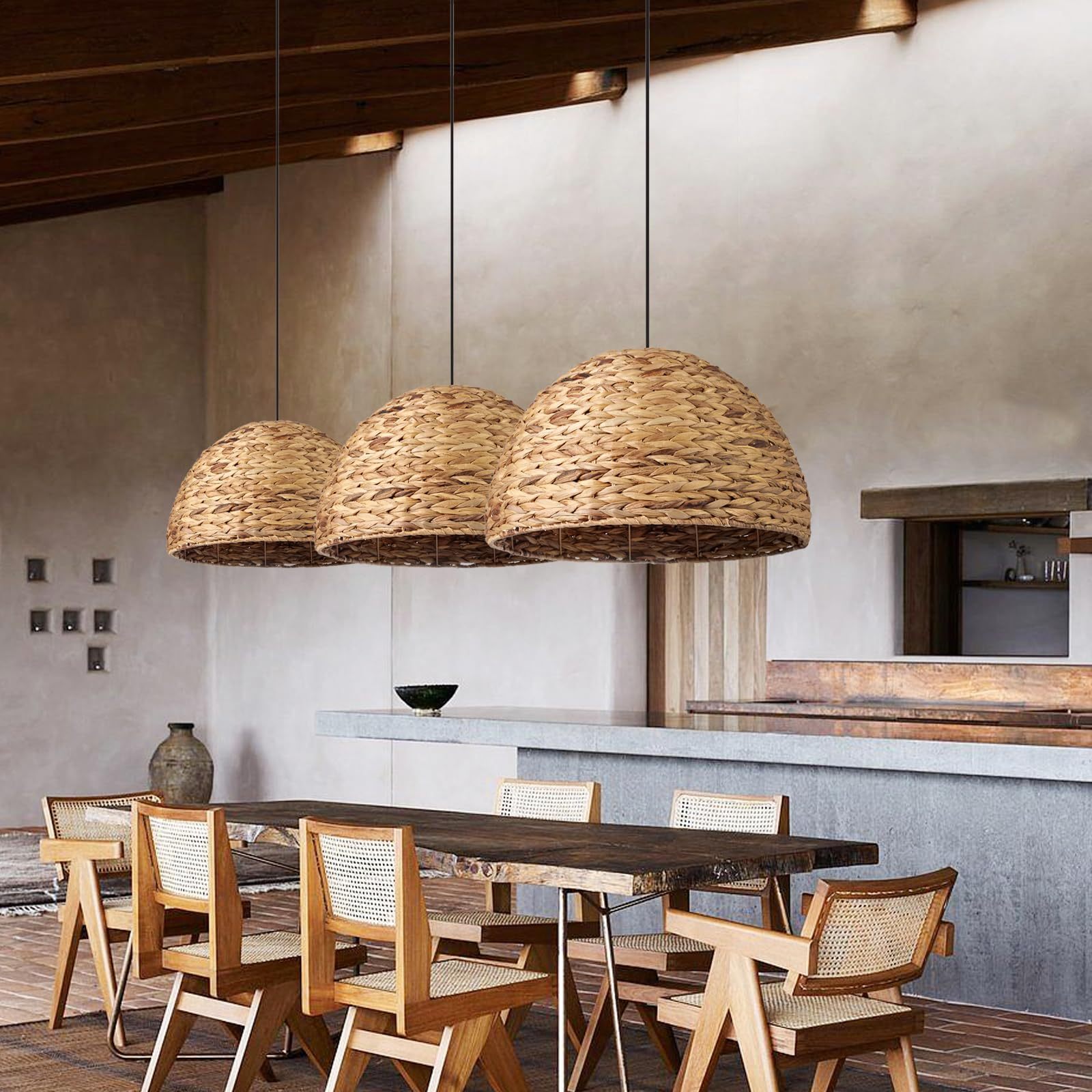 Natural Bowl Farmhouse Coastal Pendant Light-labpiecesign