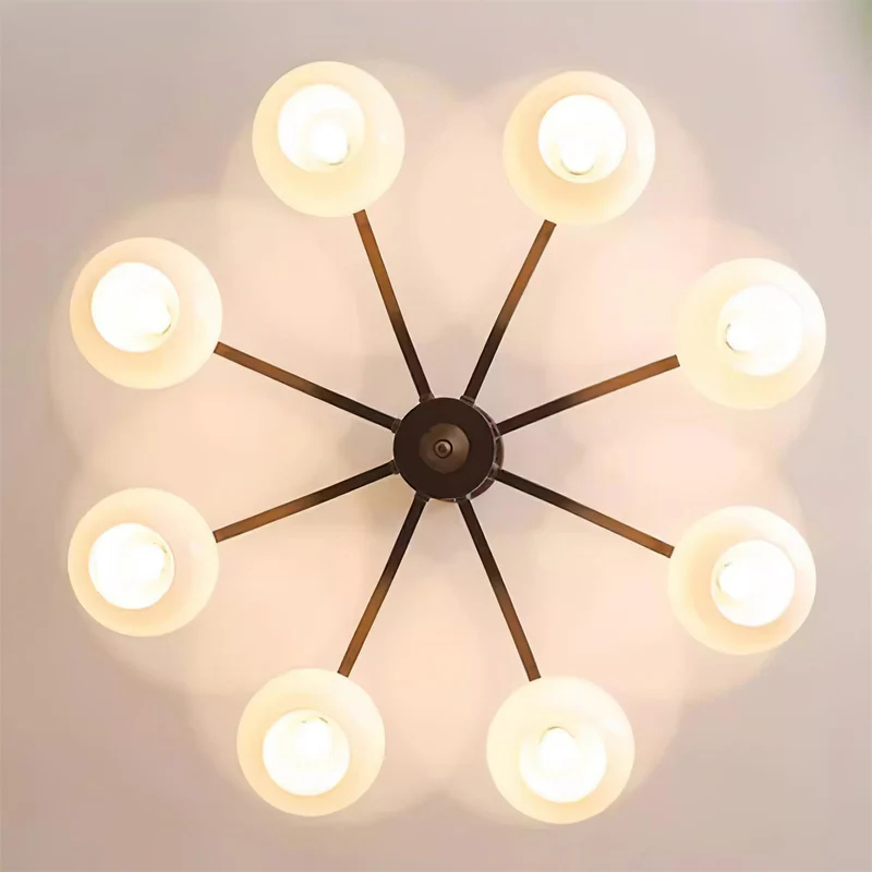 Medieval French retro style Milky white glass chandelier