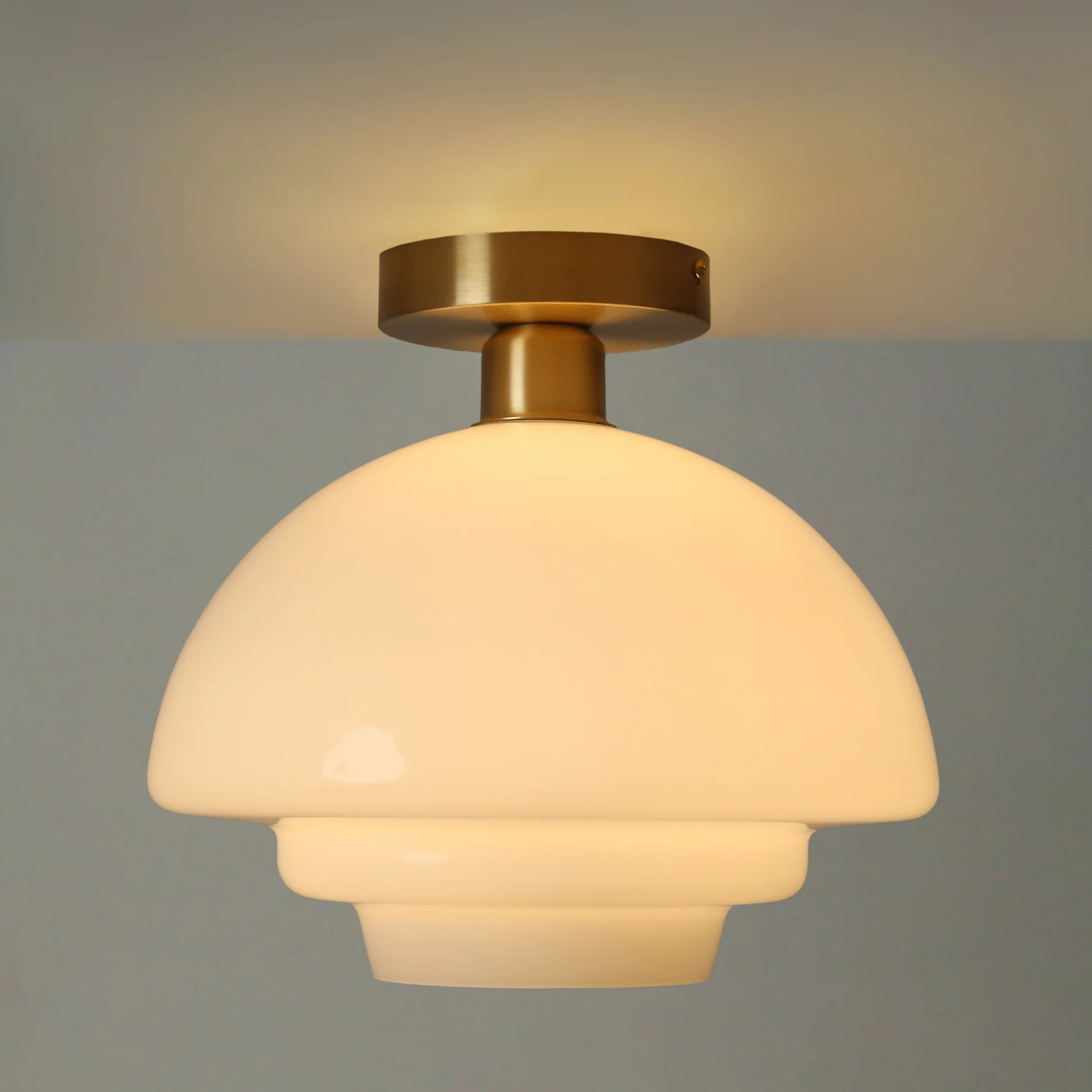 Miller Art Deco Milk Glass Fixed Ceiling Light
