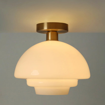 Miller Art Deco Milk Glass Fixed Ceiling Light