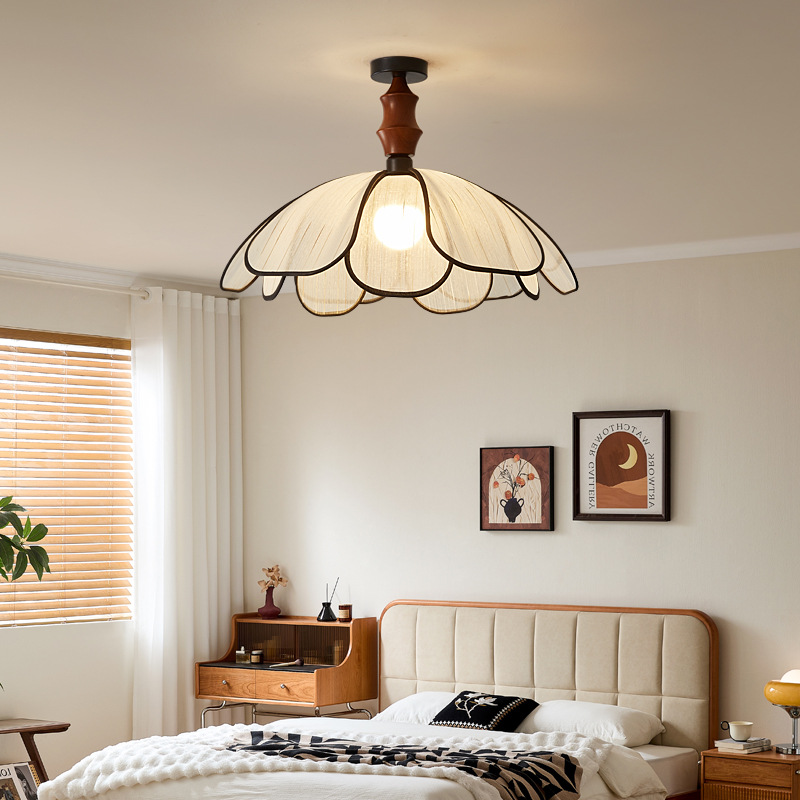 French Petal Ceiling Fabric Bedroom Light Fixture