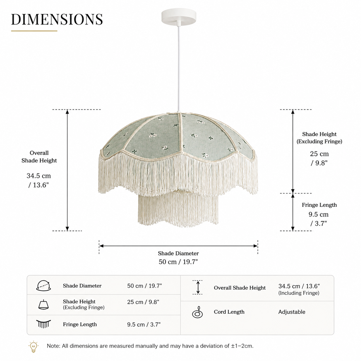 Vintage Floral Fabric Pendant Light with Layered Fringe