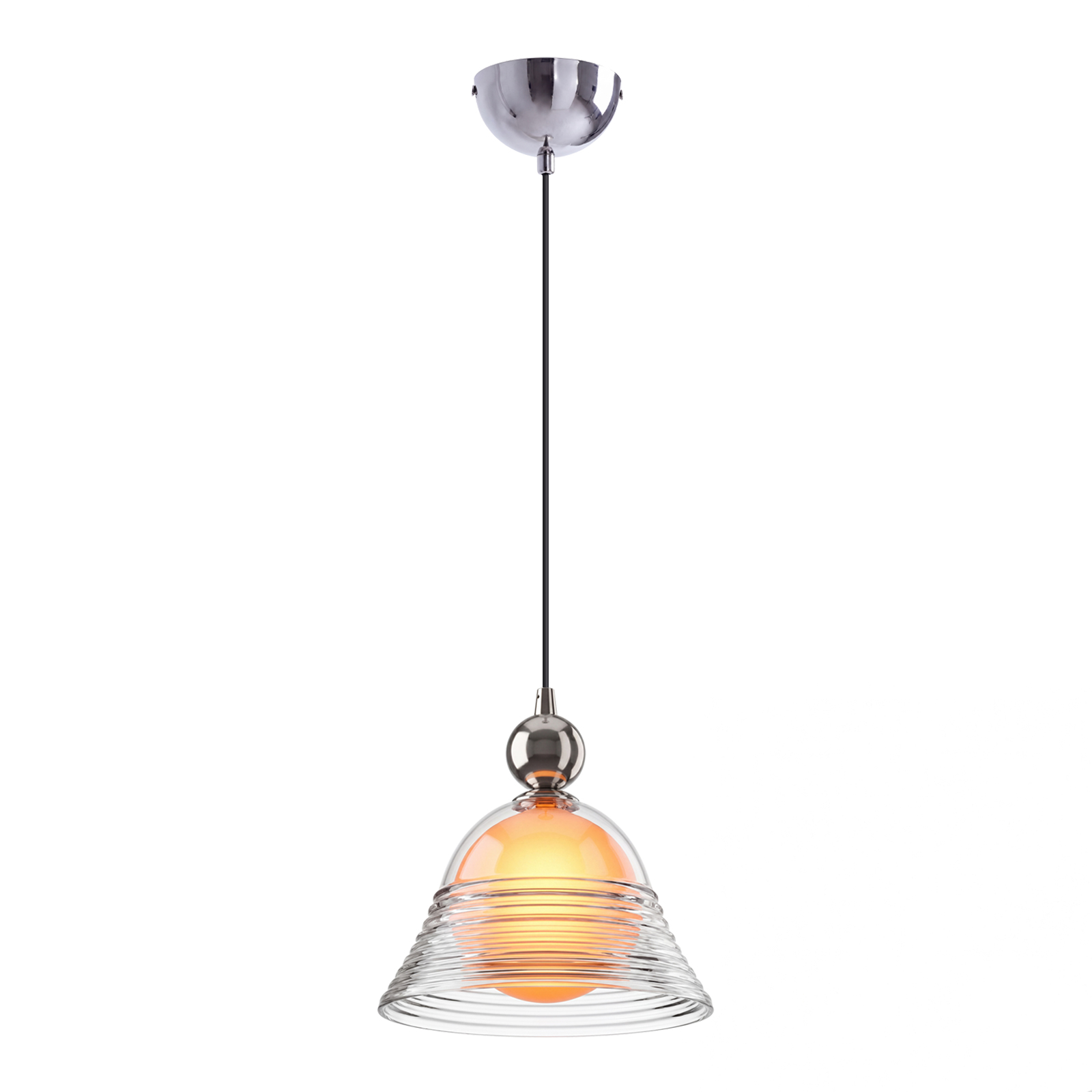 Modern Ribbed Glass LED Pendant Light for Kitchen Island