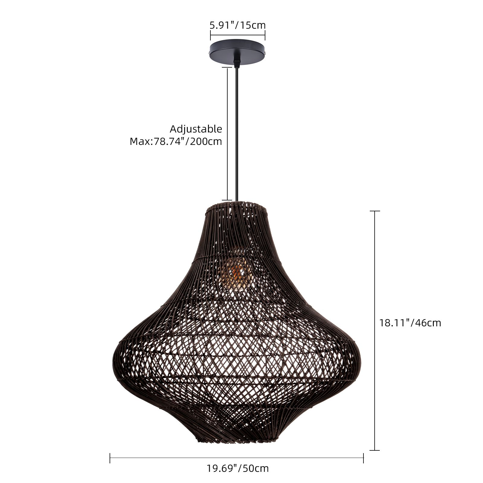 Handwoven Rattan Pendant Light Wabi-Sabi Boho Hanging Lamp