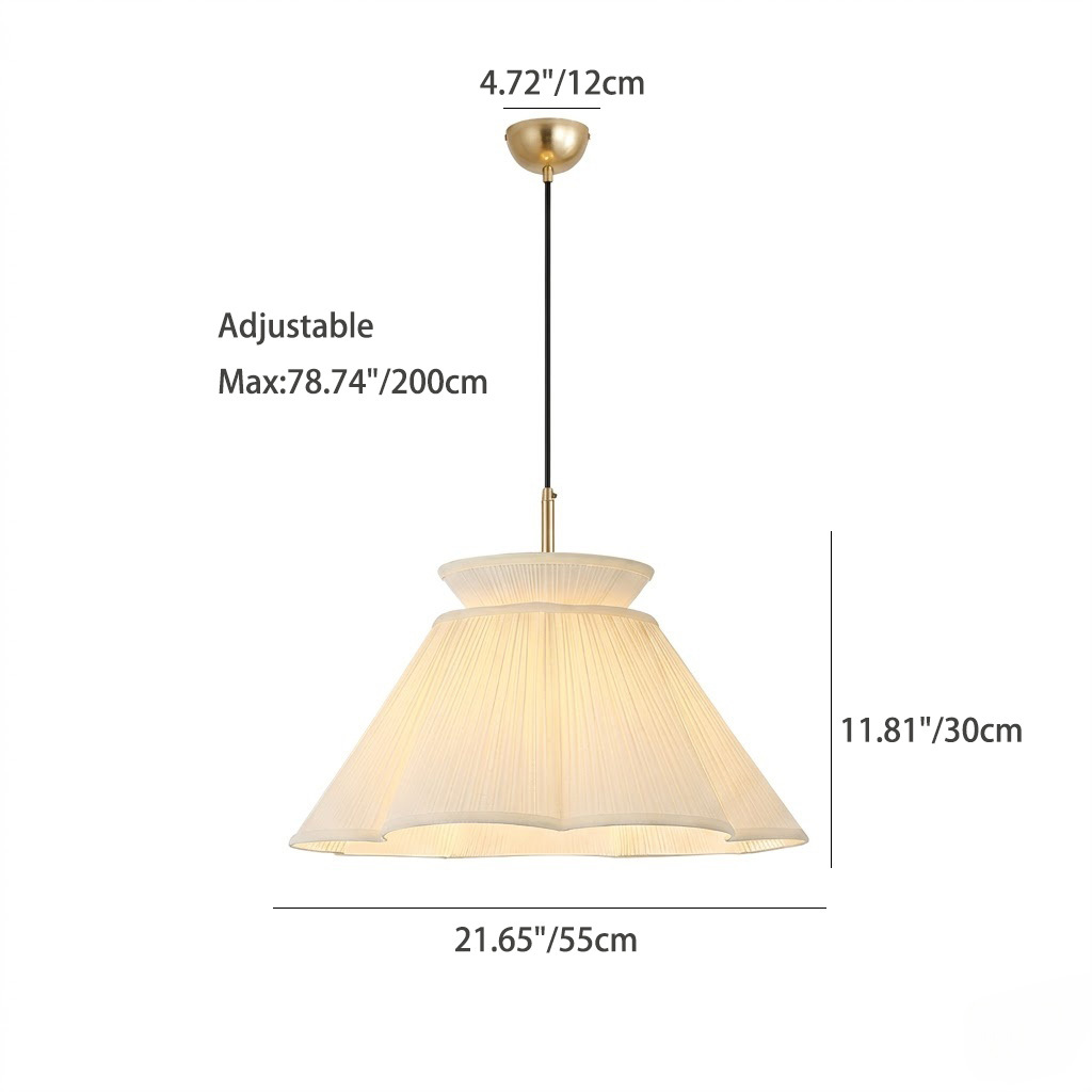 Modern Ivory Pleated Fabric Pendant Light for Dining Room