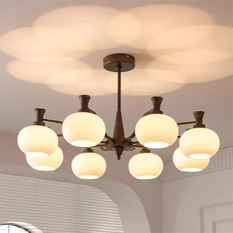 Medieval French retro style Milky white glass chandelier
