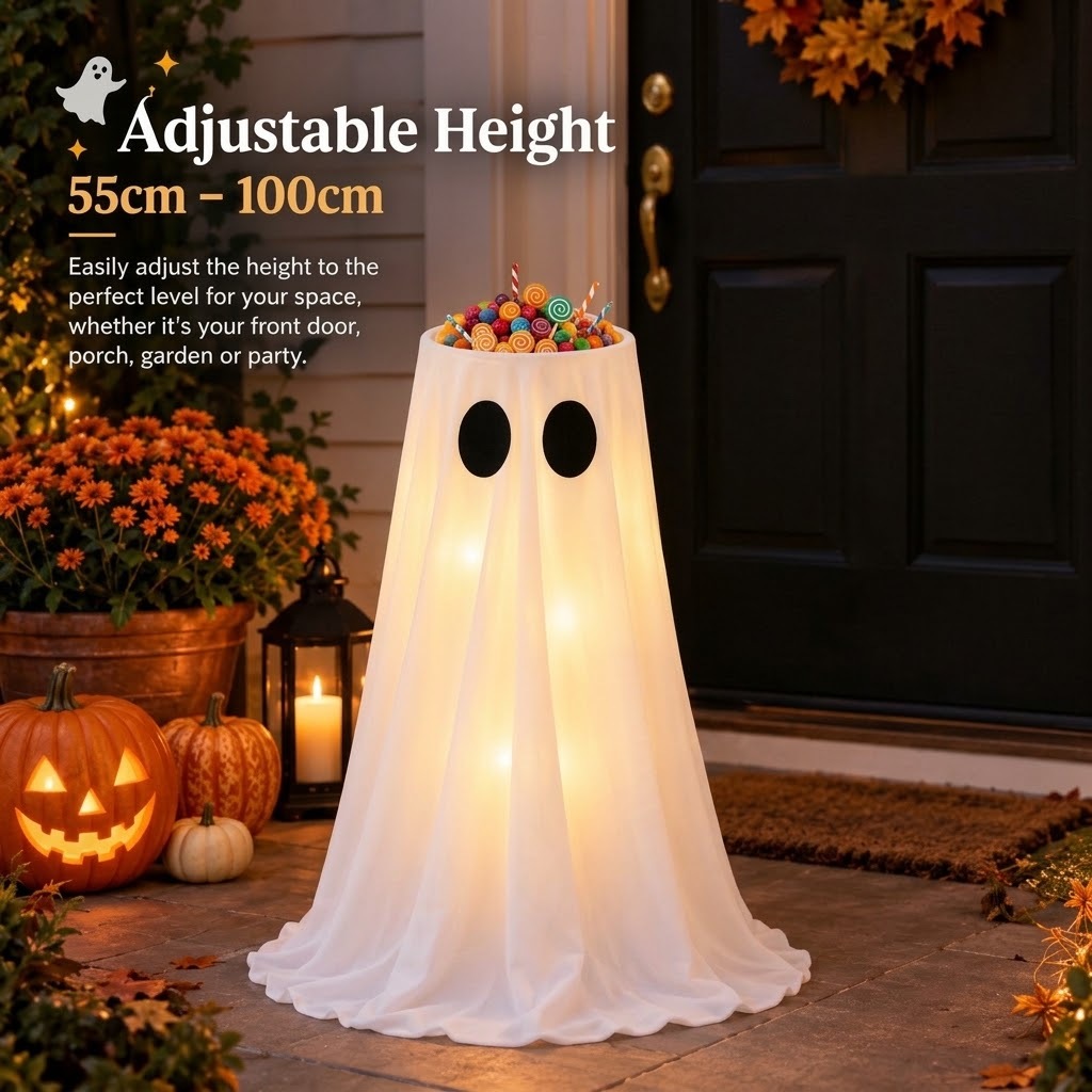 Light-Up Ghost Halloween Candy Bowl