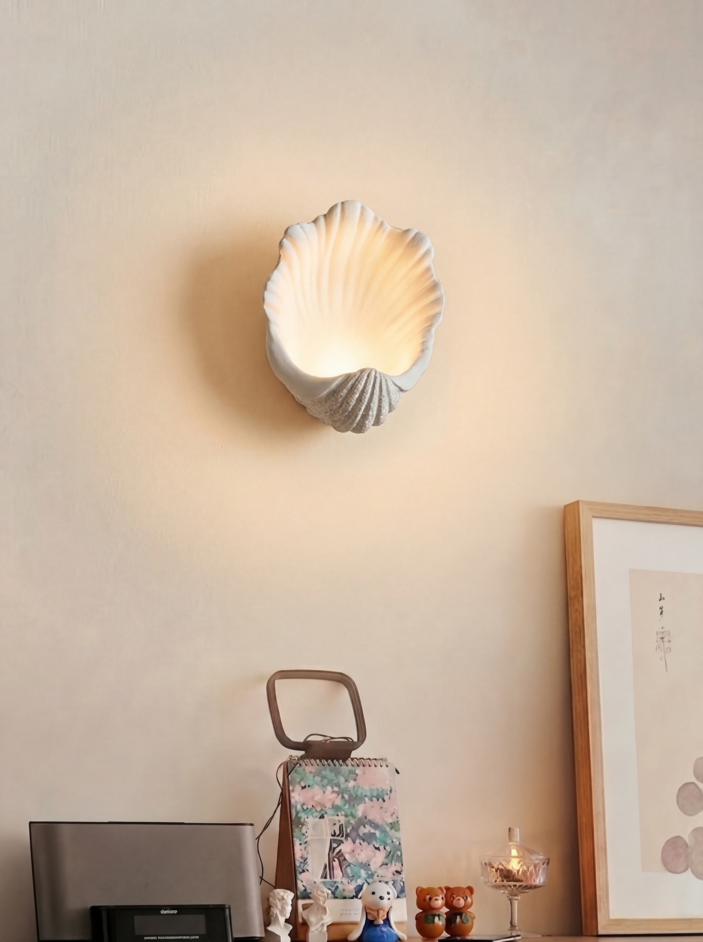 Sculptural Shell Wall Sconce for Bedroom