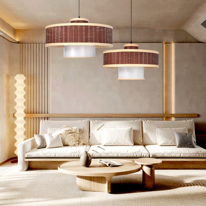 Red woven double layer pendant light-labpiecesign