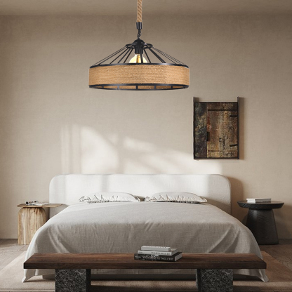 Retro Industrial Style Retro Iron Hemp Rope Pendant Light-labpiecesign