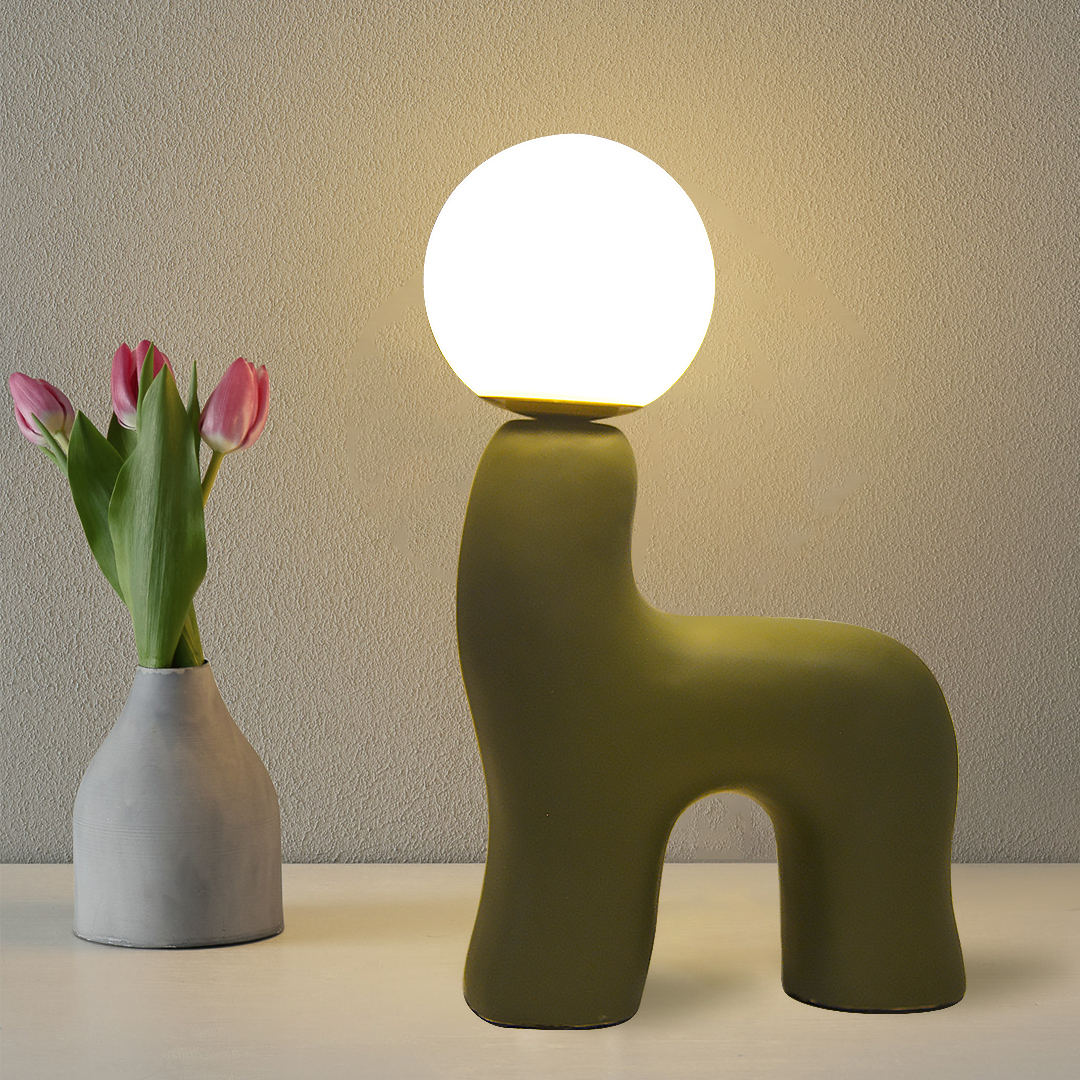 Pony-shaped resin table lamp with three-color dimming-labpiecesign