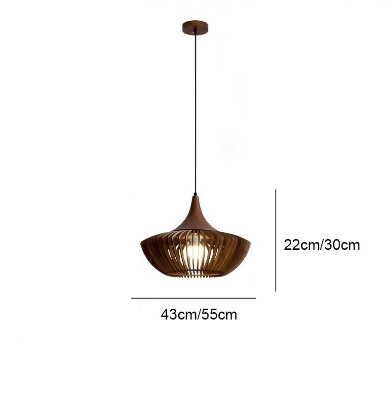 Wabi-sabi Style Wooden Rendant Famp for Dining Room