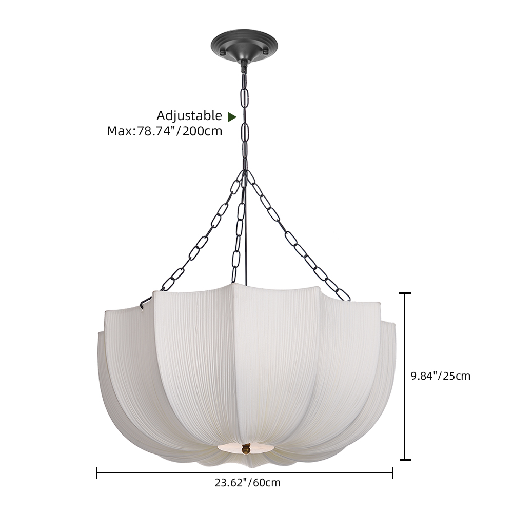 French-style Fabric Pendant Light,Elegant Minimalist Lighting for Living Room and Dining Room