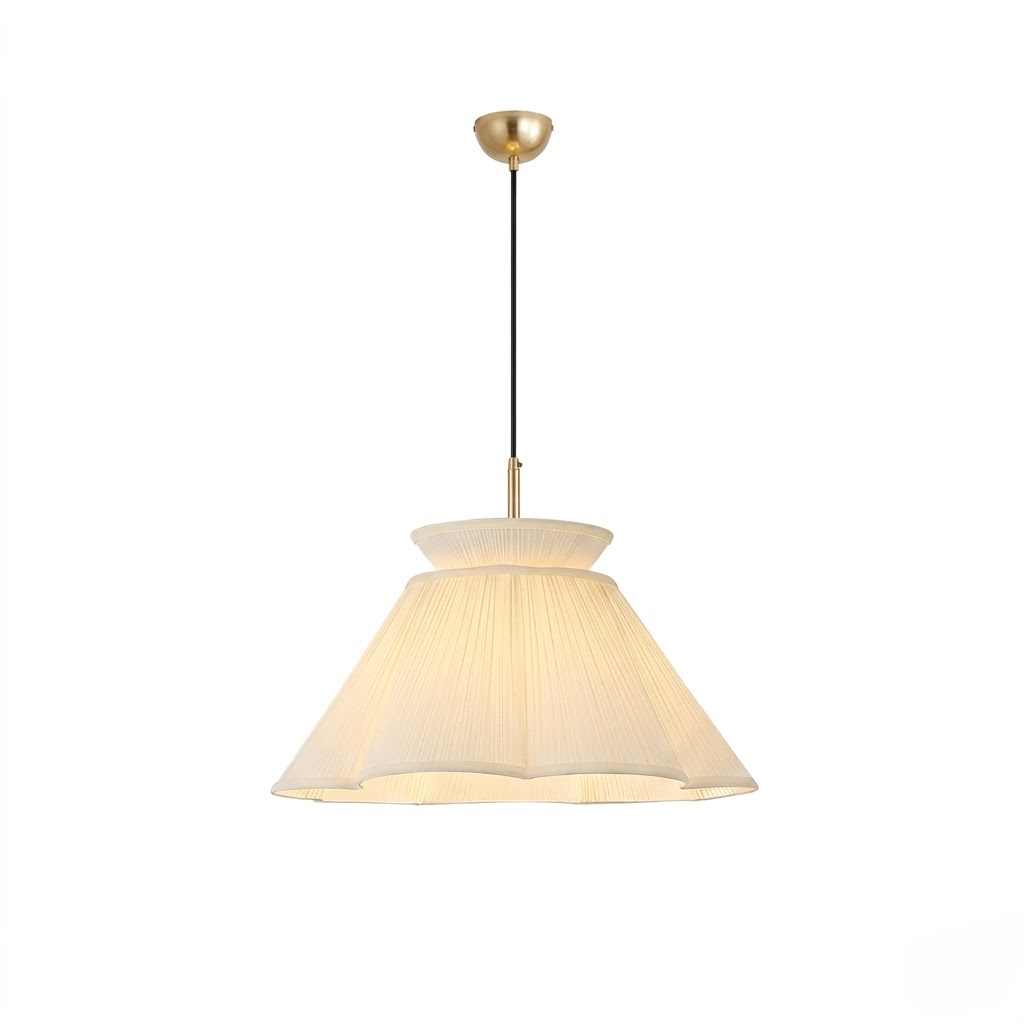 Modern Ivory Pleated Fabric Pendant Light for Dining Room