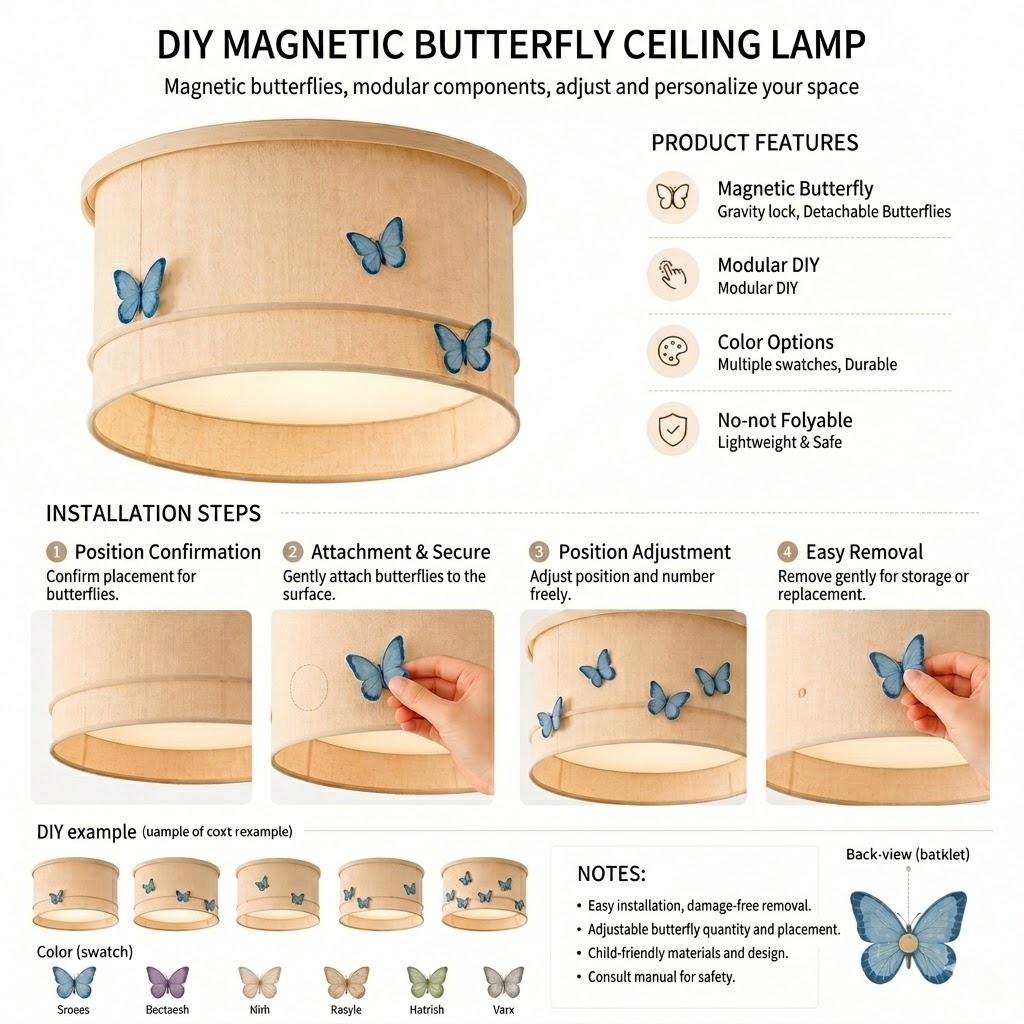 Contemporary Butterfly Fabric Light for Bedroom