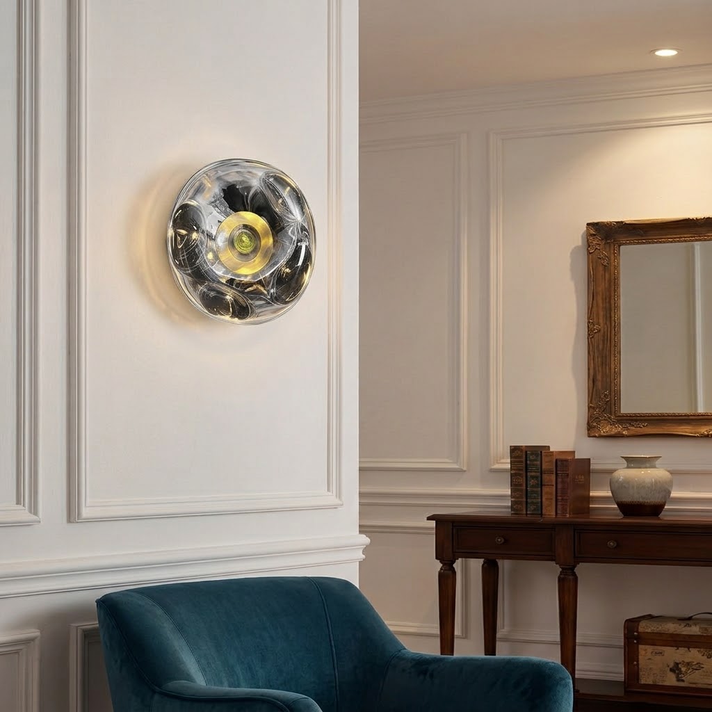 Sculptural Glass Wall Sconce – Modern Globe Lighting for Hallways & Living Rooms
