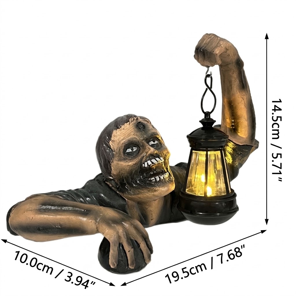Spooky Crawling Zombie Lantern Statue for Halloween Yard & Garden Decor