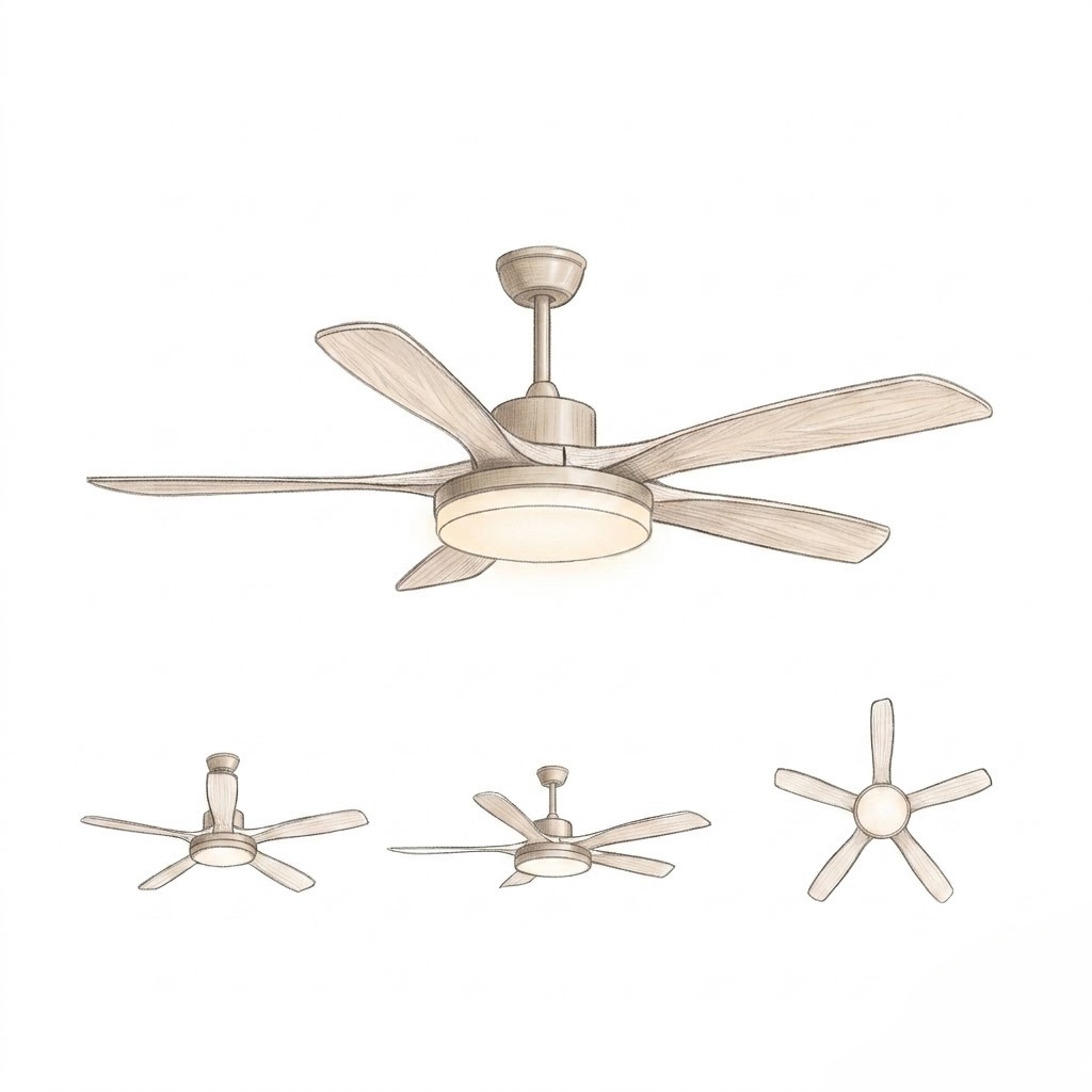 Modern Natural Wood Ceiling Fan Light with LED for Living Room