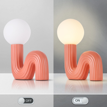 Sculptural Wave Resin Table Lamp with Glass Globe Shade