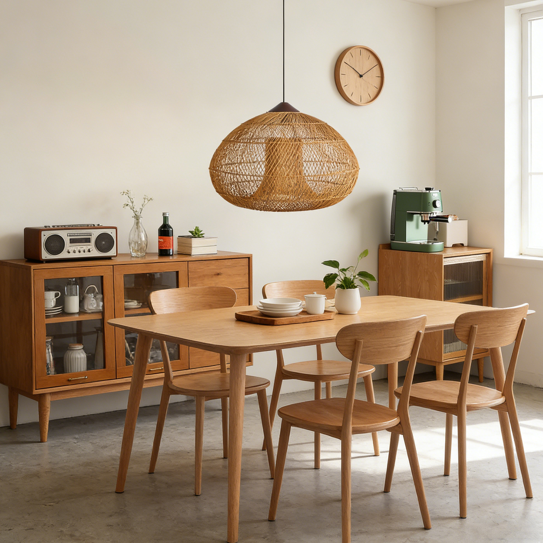  Wabi-Sabi Style Rattan Pendant Light for Farmhouse