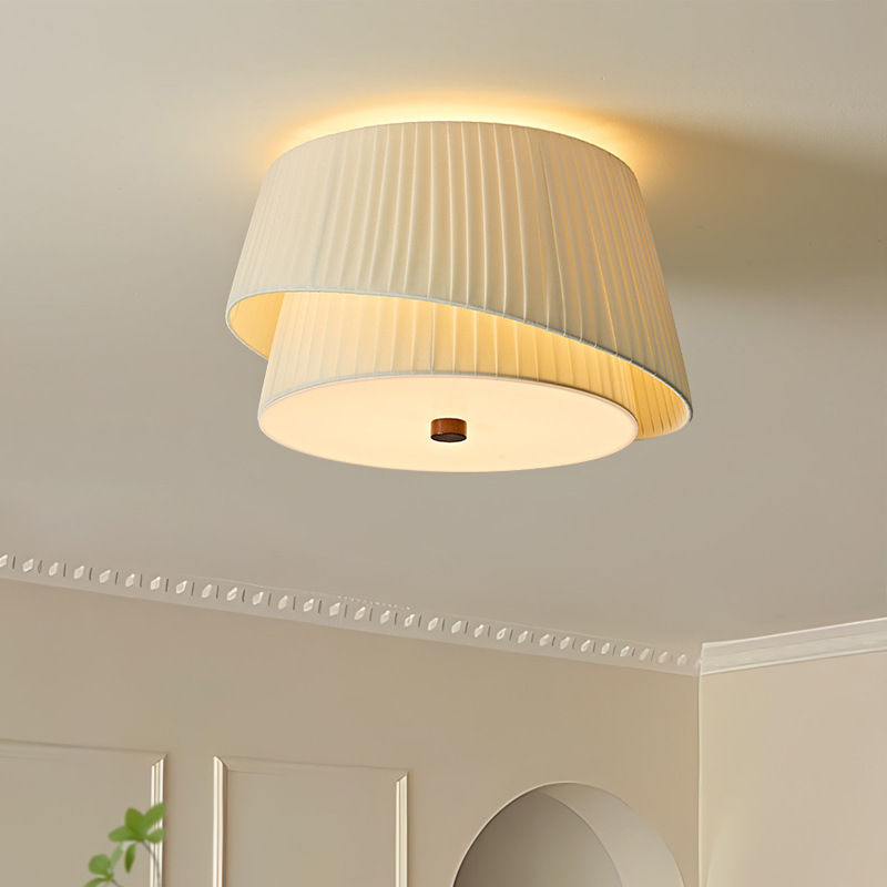 French Retro Fabric Ceiling Lamp for Bedroom 