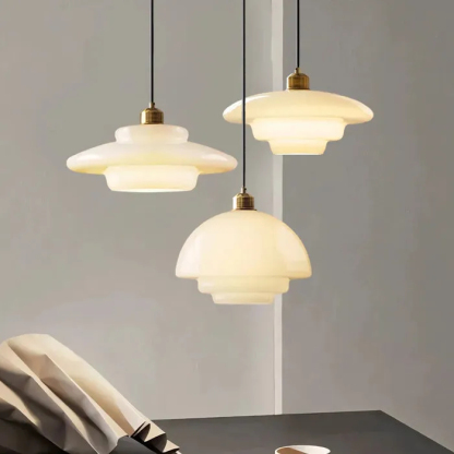 Mid Century Art Milk White Glass Pendant Light