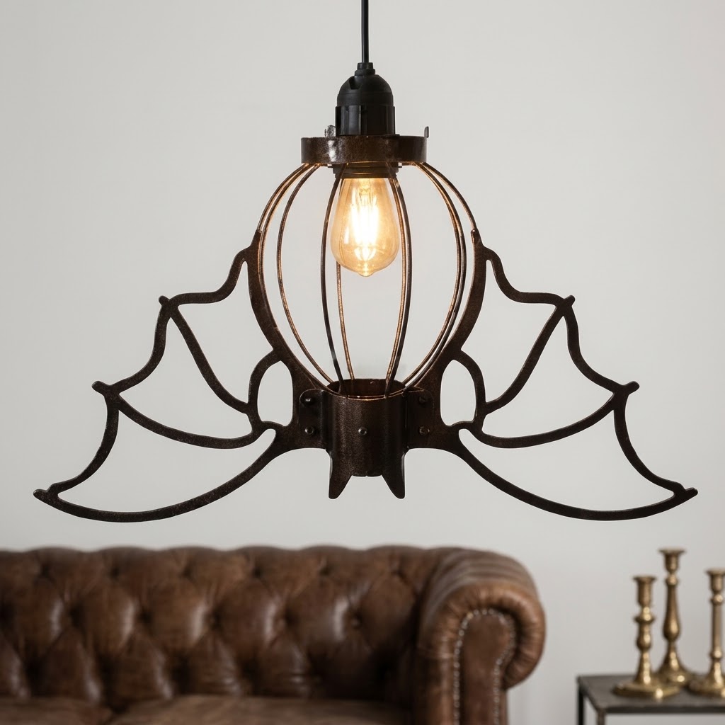 Gothic Halloween Hanging Light – Bat & Spider