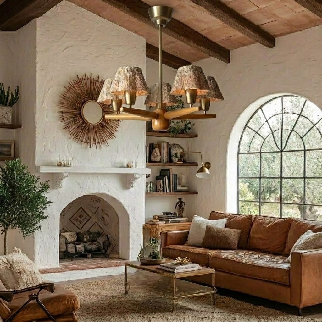 Mid-Century Solid Wood Fabric Chandelier for Dining Room & Bedroom