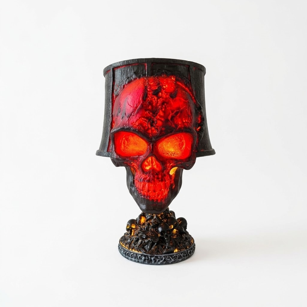 Spooky USB Lava Skull Lamp for Halloween Yard & Garden Decor
