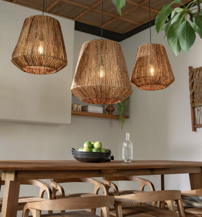 Wabi-sabi Japanese style hemp rope woven pendant light-labpiecesign