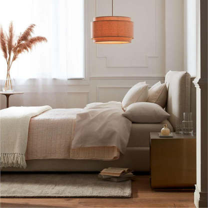 Avery Natural Linen Double Drum Pendant Light-labpiecesign