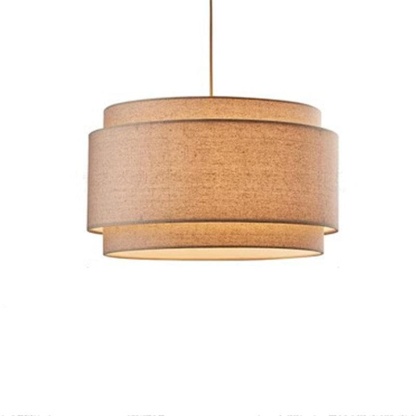 Avery Natural Linen Double Drum Pendant Light-labpiecesign