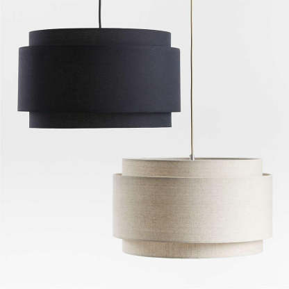 Avery Natural Linen Double Drum Pendant Light-labpiecesign