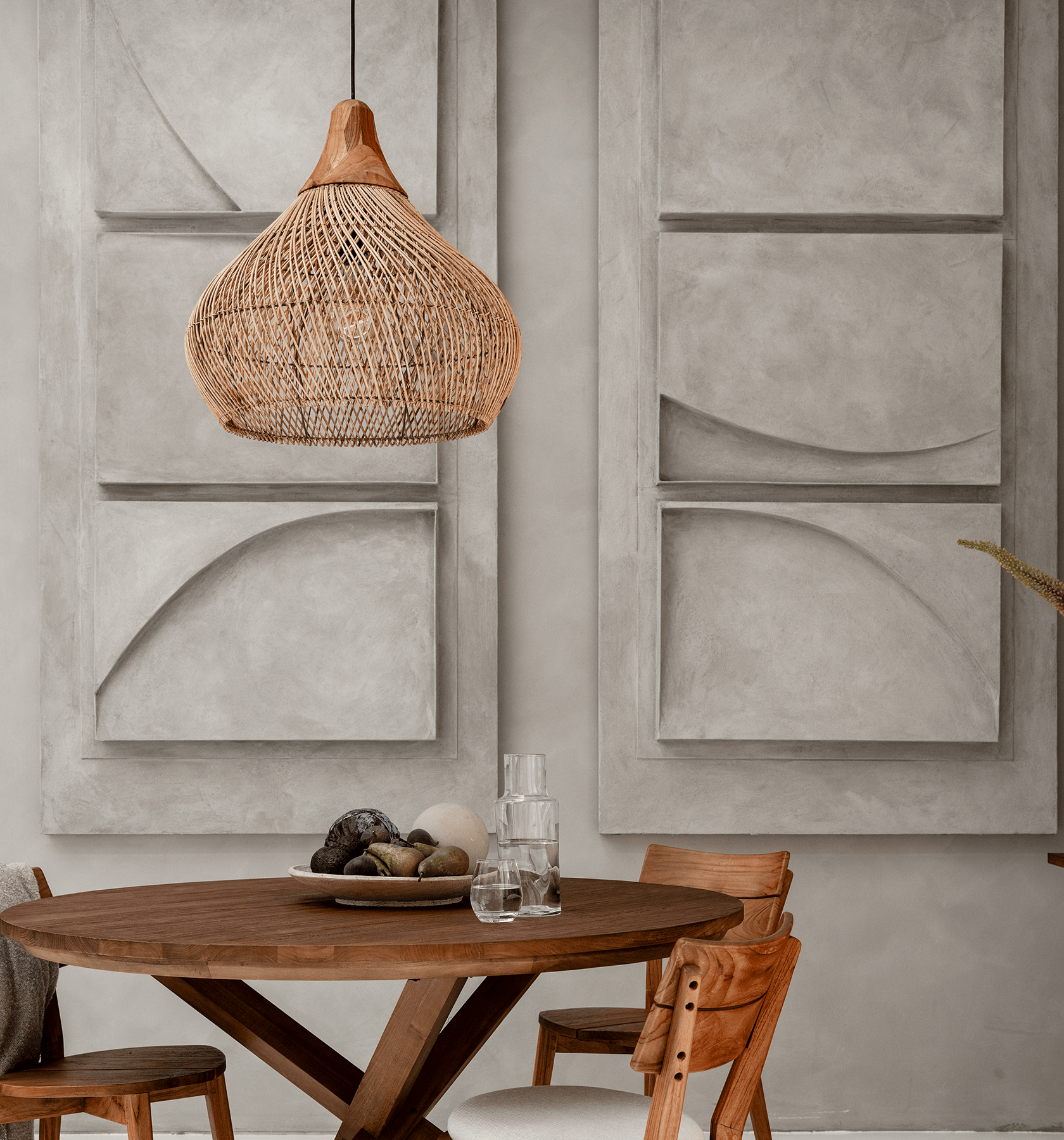 wabi sabi style rattan bell light-labpiecesign